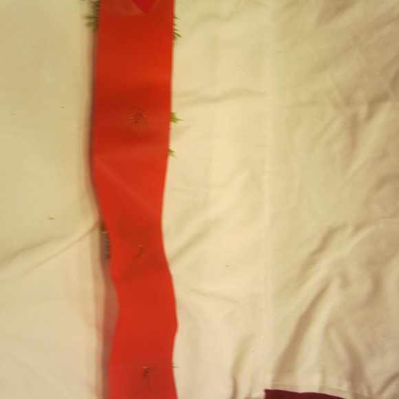 VTG 70'S RED RIBBON DOOR HANGER W/PLASTIC SNOWMAN & INSTRUMENTS & GREENS - Picture 5 of 5